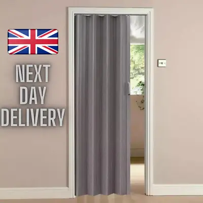 Grey Oak Effect Bi Folding Door PVC Panel Magnetic Sliding Accordion Concertina • £44.95