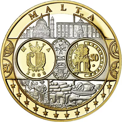 [#718422] Malta Medal Euro Europa MS Sil Ver • $25.94