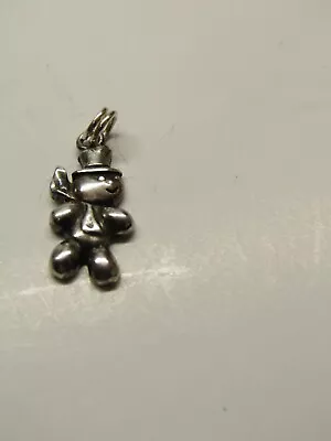 Vtg  925 Sterling Silver Bear W/ Top Hat Charm Pendant.  CH99 • $9.95