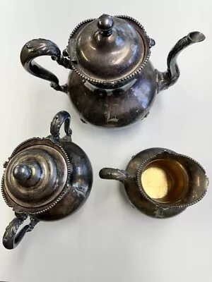 Meriden B. (Britannia) Company Silver Plate 3-Piece Tea Coffee Set Pattern 2027 • $79.99