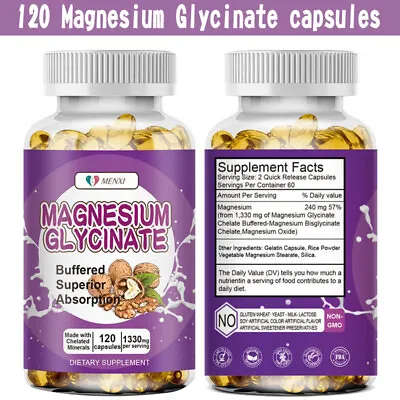 1330MG Magnesium Glycinate High AbsorptionImproved SleepStress& Anxiety Relief • $12.99