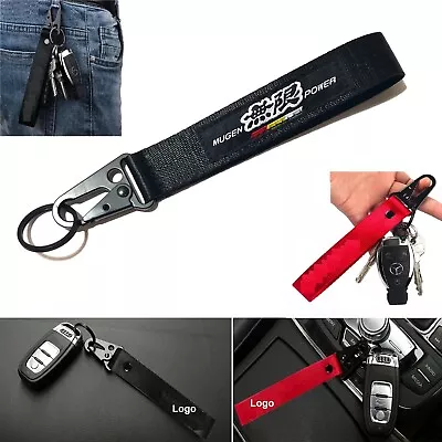 1Pcs JDM MUGEN Racing Black Keychain Metal Key Ring Hook Strap Lanyard Nylon • $7.88