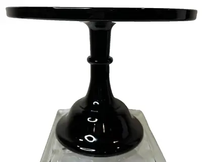 Mosser Black Gloss Glass  9  Pedestal Cake Plate Stand Wedding Restaurant Nice • $79.99