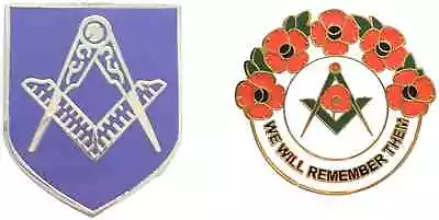£7.99 • Buy Masonic Crested Shield Badge And Masonic We Will Remember Enamel Badge