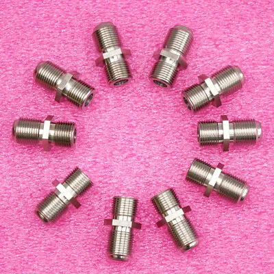 10 X F Plug Coupler F81 Barrel Splice Connector PA013 Adaptor Coax Cable Joiner • £3.49