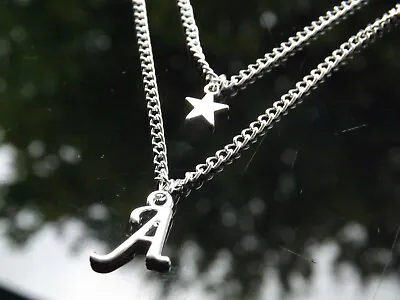 £3.24 • Buy Personalised Silver Plated Multi Layer Initial Necklace With Letter & Star 
