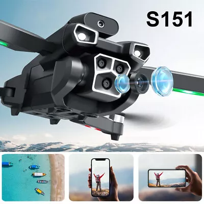 Three Camera Brushless Drone 8K HD With WiFi FPV Foldable Quadcopter + 3 Battery • $45.89