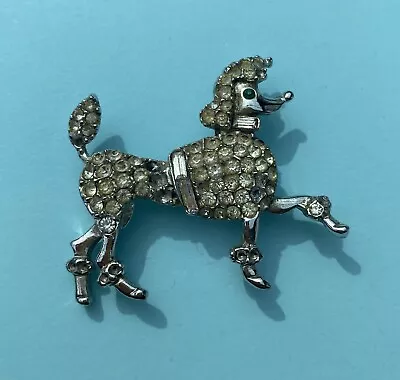 Vintage HOLLYWOOD Poodle Dog Costume Brooch Diamante Paste Art Deco Style • £6.50