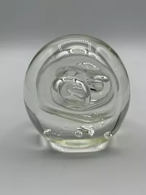 KARG Studio Clear Art Glass Paperweight With Abstract Bubbles Signed No Damage • $18