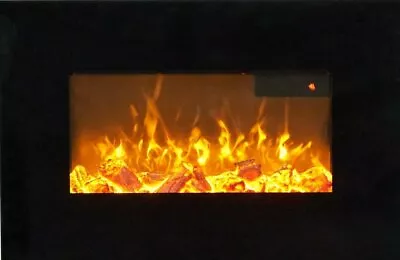 £165 • Buy Electric Fire Black Wall Mounted Led Electric Heater Flame Flicker Logs  Bnib
