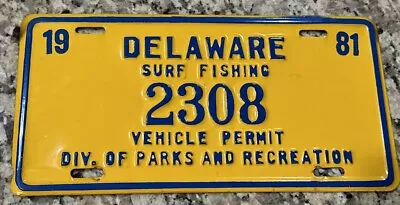 1981 Delaware Surf Fishing License Plate Tags Tag Number 2309 Great Shape • $269.99