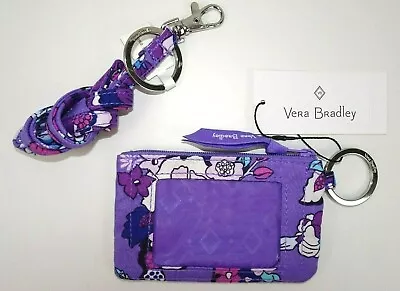 Vera Bradley Zip ID Case And Lanyard ENCHANTED GARDEN Set Badge Holder Work 2pcs • $22.99