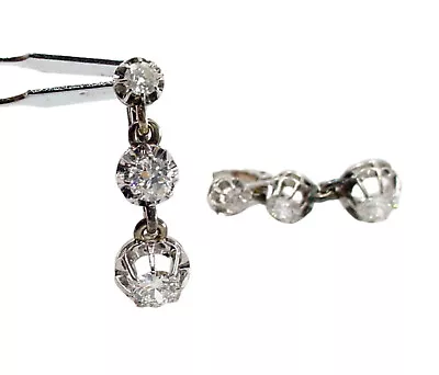 Lovely Platinum Vintage Antique Three-3-Tier 1.15 Ct Diamond Drop Earrings • $1955