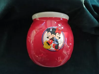Disney Minnie Mickey Mouse Ceramic Cookie Jar Canister Red White Blue Stars 7  • $14.99