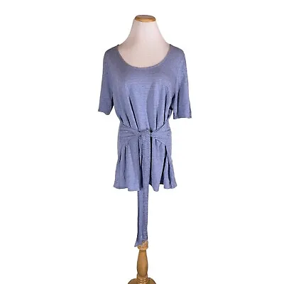 J. Jill Pure Jill L Blue Striped Scoopneck Knit Top Tie Waist Sash • $17.99