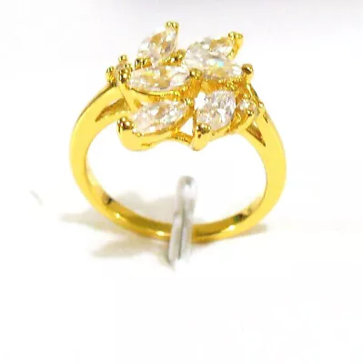 Women Solitaire Ring UK N 6.8 24K Yellow Gold Plated Cubic Zirconia Engagement  • £12.58