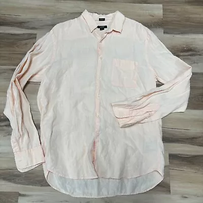 J Crew Shirt Mens Large Irish Linen Long Sleeve Peach Tailored Fit Button Up • $24.95