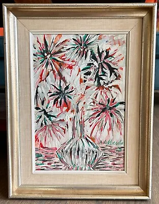 SILVIO LOFFREDO Vintage Original Modernist Flower Still Life Oil Painting Signed • $237.50