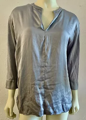 Majestic Filatures Silk Satin/ Linen Long Sleeve Light Blue Tee Shirt Sz 3 (M) • $24.99