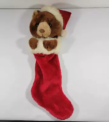 Vintage Teddy Bear Acrylic Plush Christmas Holiday Stocking • $12.74