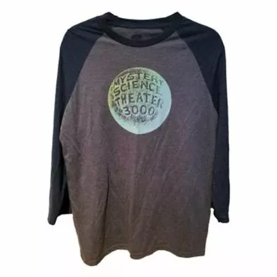 New: MYSTERY SCIENCE THEATER 3000 Moon Logo Raglan Sleeve Shirt Blue/Green • $13.98