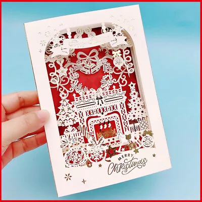Pop Up Christmas Cards Card 3D Greeting Cards With Envelops Christmas Glitter • $6.64