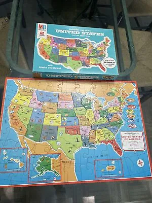 United States USA Map Double Sided Jigsaw Puzzle 1975 Milton Bradley MB Complete • $29.99