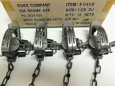 4 Duke # 1 Double Jaw Coil Spring Traps 0468 Mink Raccoon Muskrat Trapping • $40.95