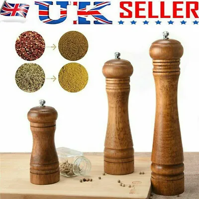 5 /8 /10  Refillable Oak Wooden Salt And Pepper Mill Spice Herb Grinder Cafe UK • £8.89