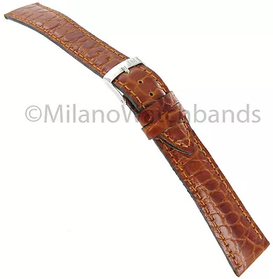 20mm Morellato Genuine Leather Crocodile Grain Tan Brown Men's Watch Band XL 751 • $29.95