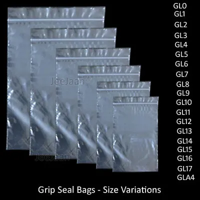 GRIP SEAL BAGS 100 Self Resealable Clear Polythene Poly Plastic Zip Lock Bags • £2.99