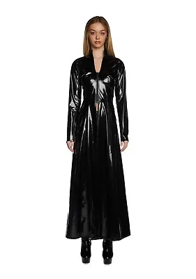 Trinity The Matrix Long Pvc Leather Coat Jacket Erotic Cosplay Dominatrix New!! • £35.99