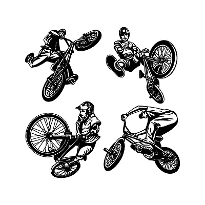 Bmx Bike Rider Tricks Clipart Images-eps Vector Clip Art-vinyl Cutter Plotter Cd • $9.95