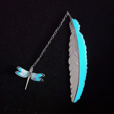 Fluorescent Metal Feather Bookmark Dragonfly Bookmark Page Marker Gift • £7.19