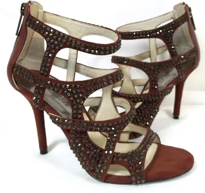 Michael Kors Size 5.5 M SHALA Cinnabar Suede Heeled Sandals New Women's Shoes  • $84.79