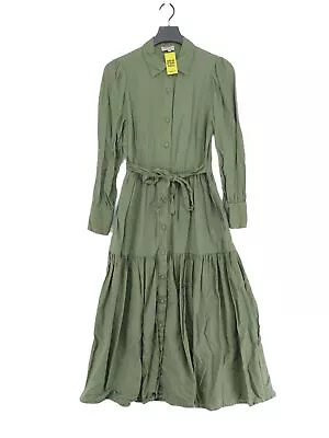 Somerset Women's Midi Dress UK 12 Green Cotton With Linen Shirt Dress • £32.60