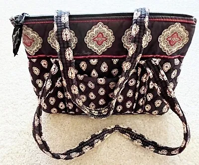 Vera Bradley Pirouette Tote Bag Classic Black Red Paisley Medallion Shoulder • $10