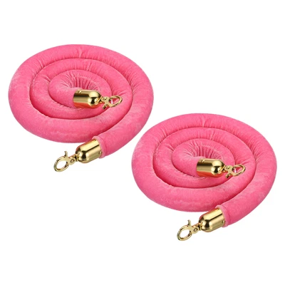 £36.43 • Buy 5 Feet Pink Velvet Stanchion Rope Crowd Control Barrier Rope Golden 2pcs