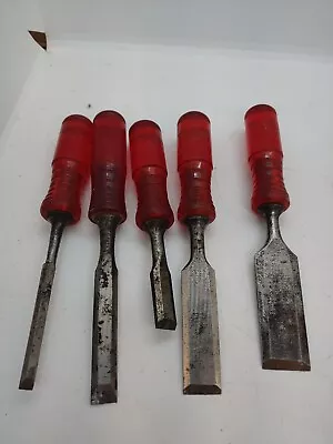 Vintage Millers Falls Butt Chisel Set Of 5 Woodworking Wood CarvingChisel. G4 • $71.25