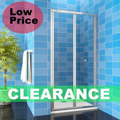 Bathroom Walk In Frame Bi Fold Shower Enclosure Shower Door Screen Safety Glass • £98