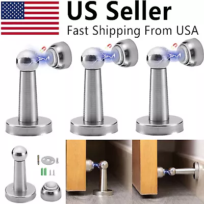 3X Magnetic Door Stopper Stainless Steel Door Stop Holder Catch Guard Office  • $9.39