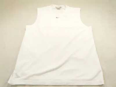 Vintage Nike Mens Shirt White Large Muscle Tank Y2K Center Swoosh Logo Gym Pool • $19.86