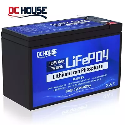 12V 6Ah Rechargeable LiFePO4 Lithium Battery BMS For Fish Finder Power Wheels • $25.99
