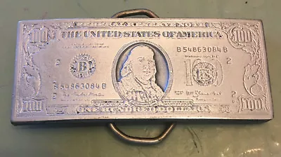 $100.00 Bill Belt Buckle New Approximately 3 3/8  X 1 3/8  • $7.50