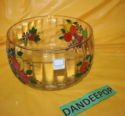 Fifth Avenue Crystal Limited Romania Hand Painted Optic Glass Fruit Bowl • $44.99