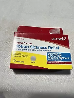 Motion Sickness Relief Leader 12 Ct  Tablets • $10.40