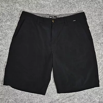 Hurley Phantom Shorts Men's 34 Black Flat Front Chino Hybrid Wicking Golf • $14.88