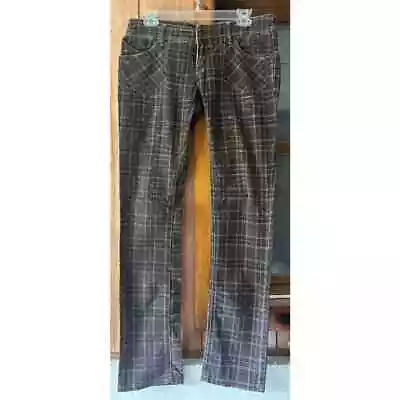 Free People Brown Plaid Corduroy Pants Size 6 • £32.61