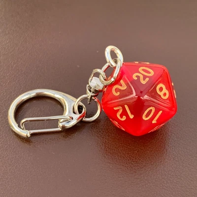 £2.49 • Buy D20 Dice Keyring - Red / Pink - Gem - Dice - Geek - Games Master - D&D.