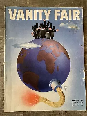 Vanity Fair November 1933 Magazine Garetto Art DISARMAMENT • $34